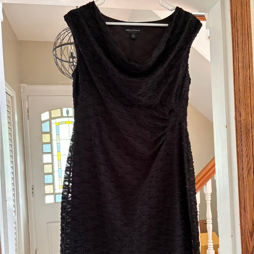 Connected Apparel Black Cowl Neck Sheath Dress Sleeveless